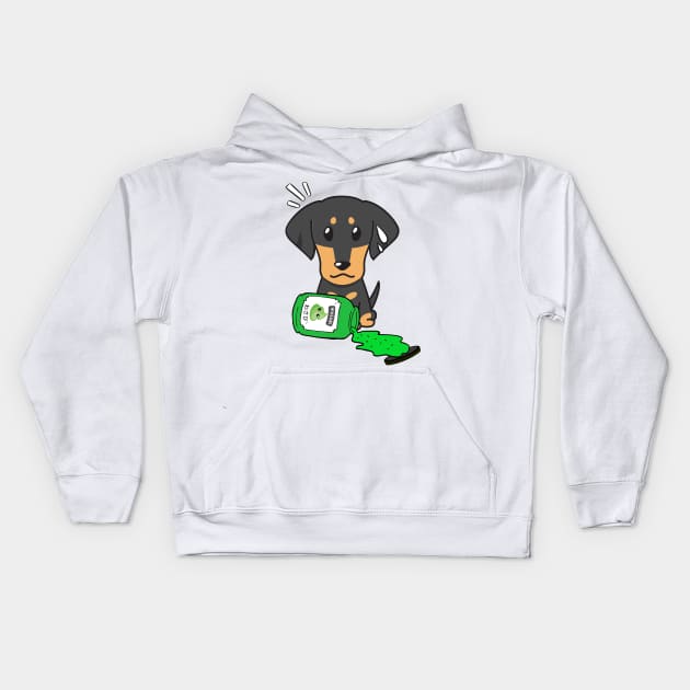 Cute dachshund Spilled Wasabi sauce Kids Hoodie by Pet Station